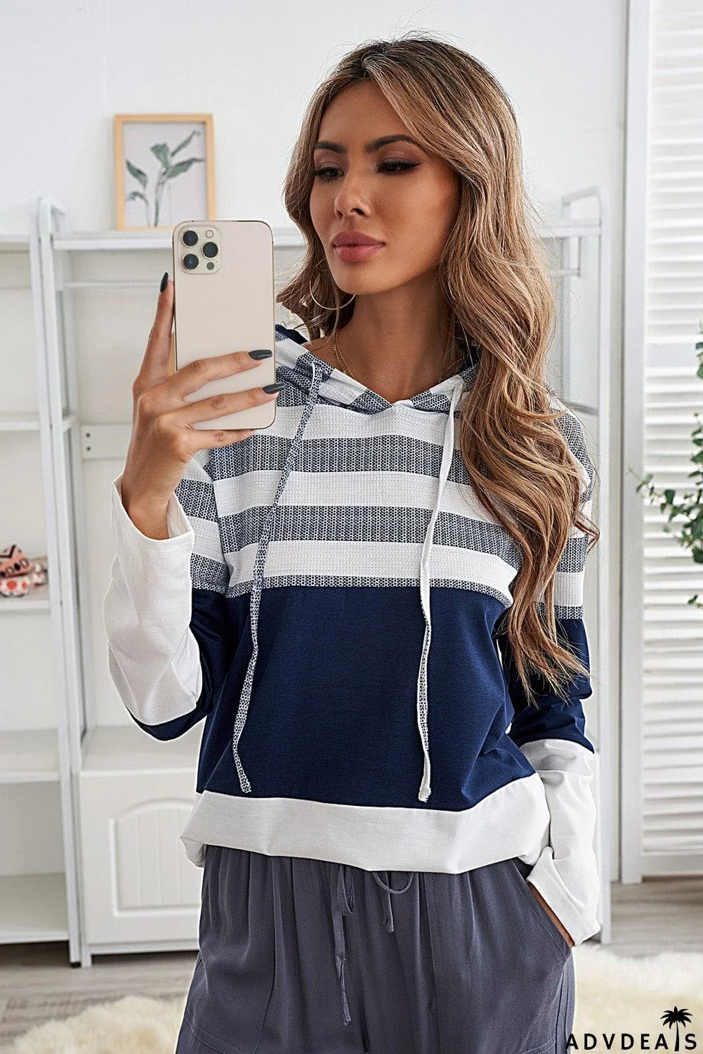 Color Block Drawstring Hoodie