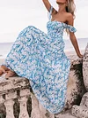 Off-The-Shoulder Floral Printed Maxi Dress