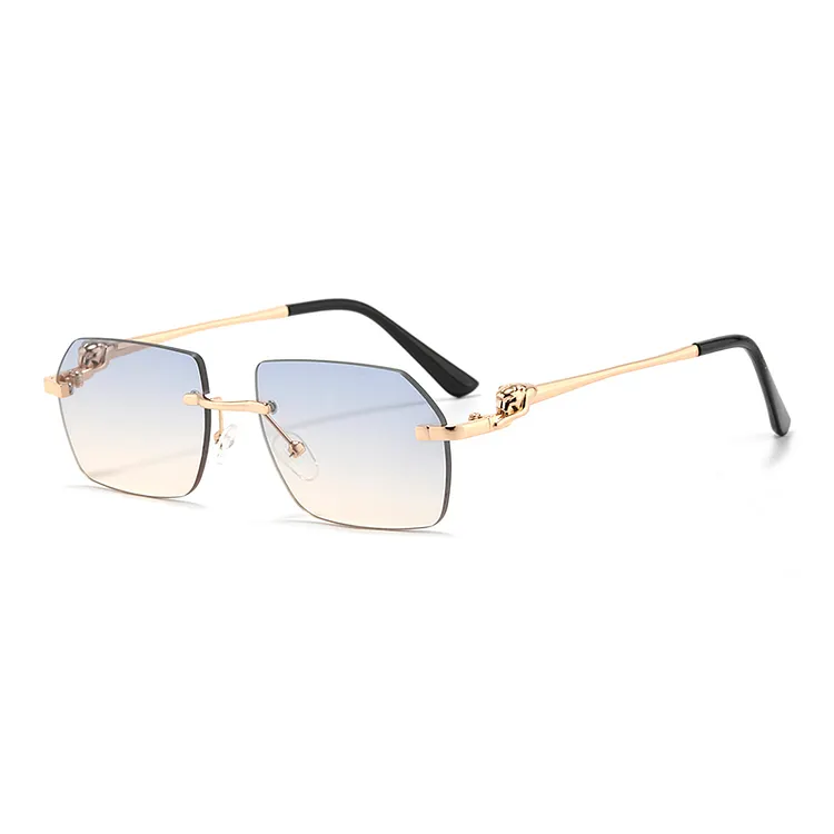 2022 New Rimless Rectangle Sunglasses For Women Fashion Frameless Square Glasses For Men Ultralight Uv400 Eyewear