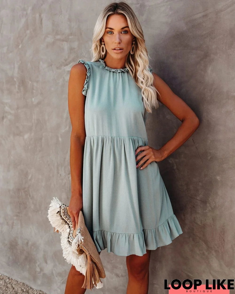 Women's Casual Vest solid color Sleeveless Weaving Dress