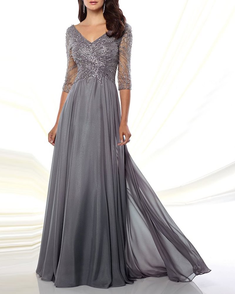 Gown chiffon silk sequins Mother of the Bride Dresses