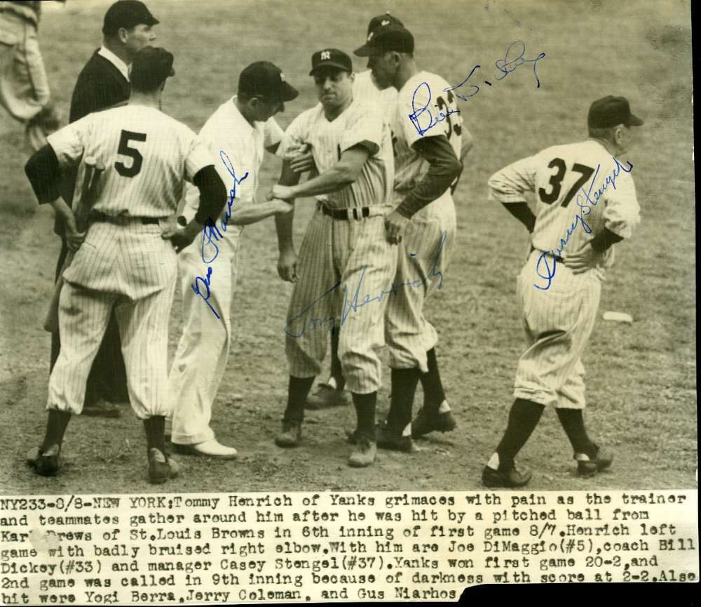 Casey Stengel Bill Dickey Psa/dna Coa Autograph Hand Signed 6x9 Wire Photo Poster painting