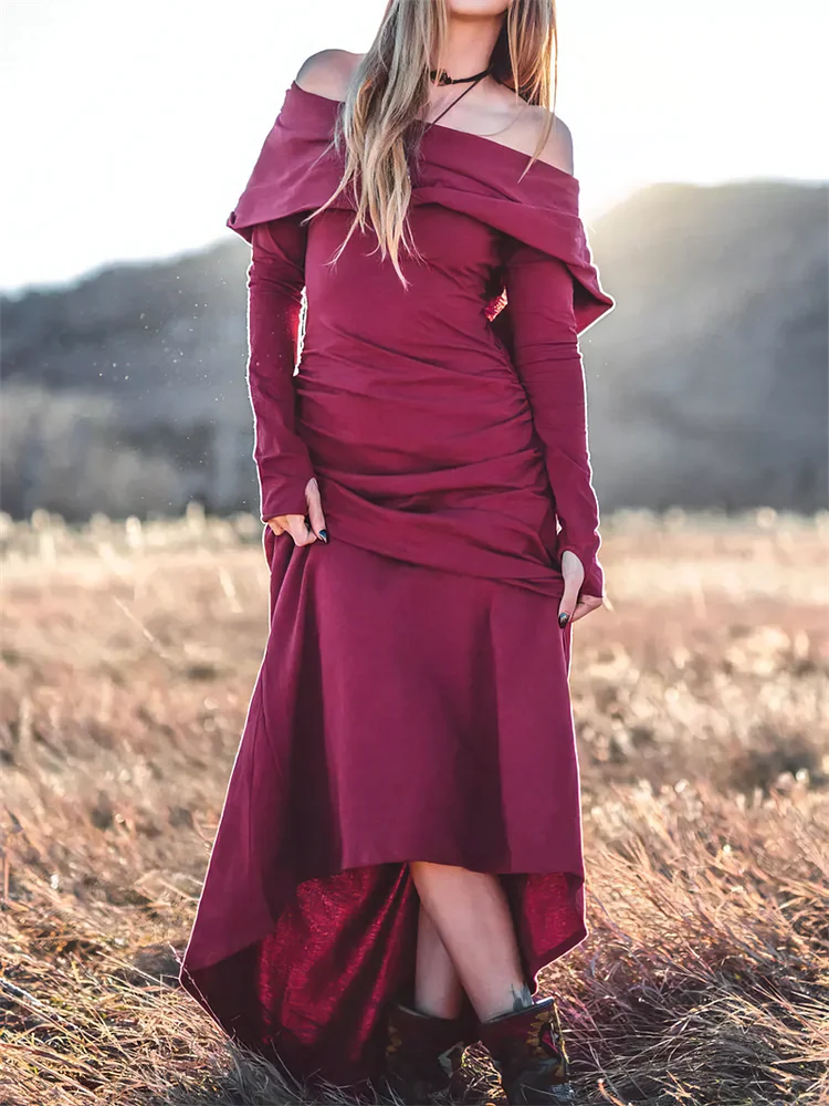 Solid Long Sleeve Dress