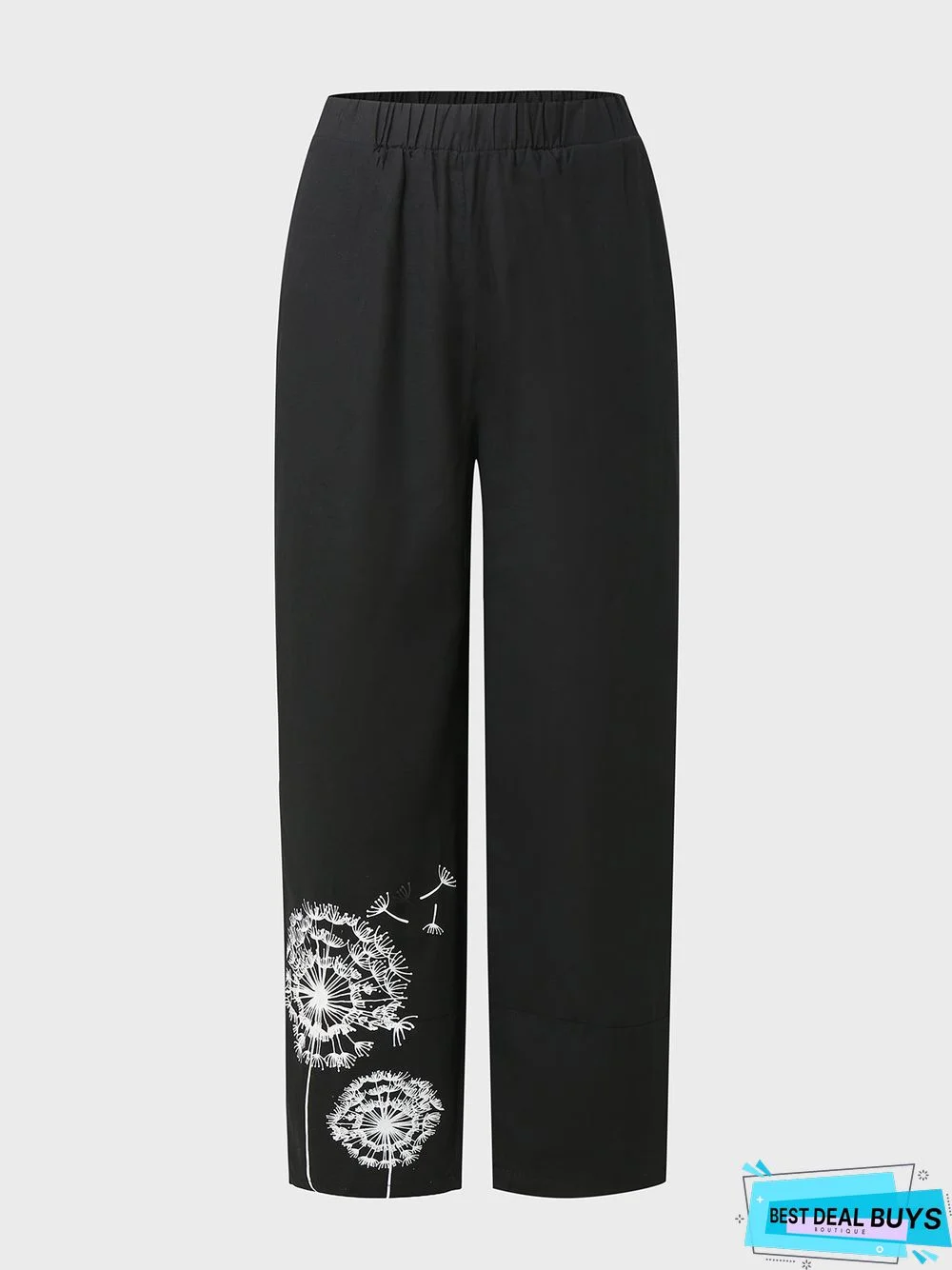 Black Linen Shift Solid Casual Pants