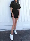 Hollow Short Sleeves Mini Dress