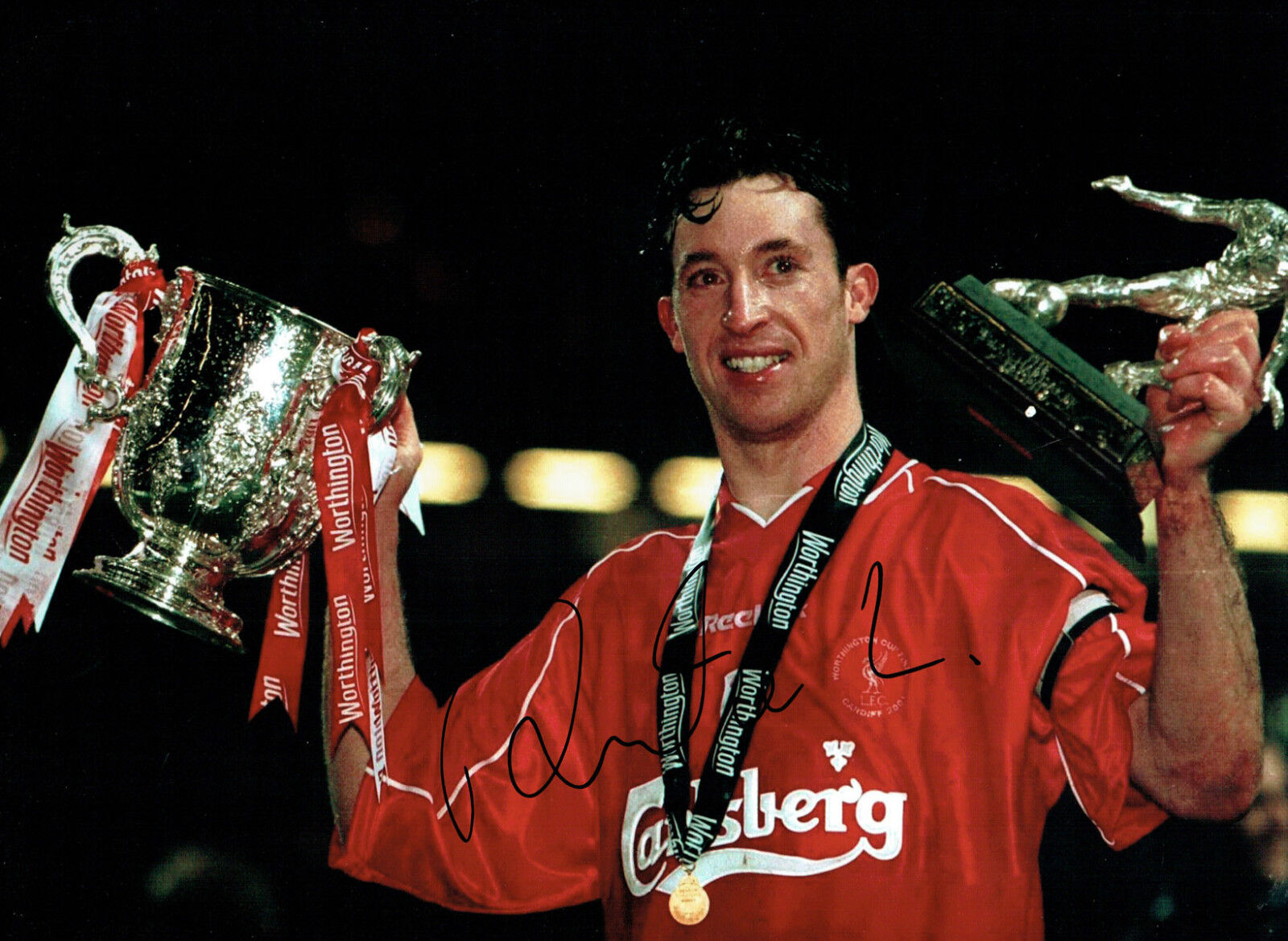 Robbie FOWLER Signed Autograph 16x12 LIVERPOOL Worthington Cup Photo Poster painting AFTAL COA