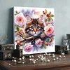 Framed Diamond Painting - Full Round Drill - Cats and Flowers (25x25cm)