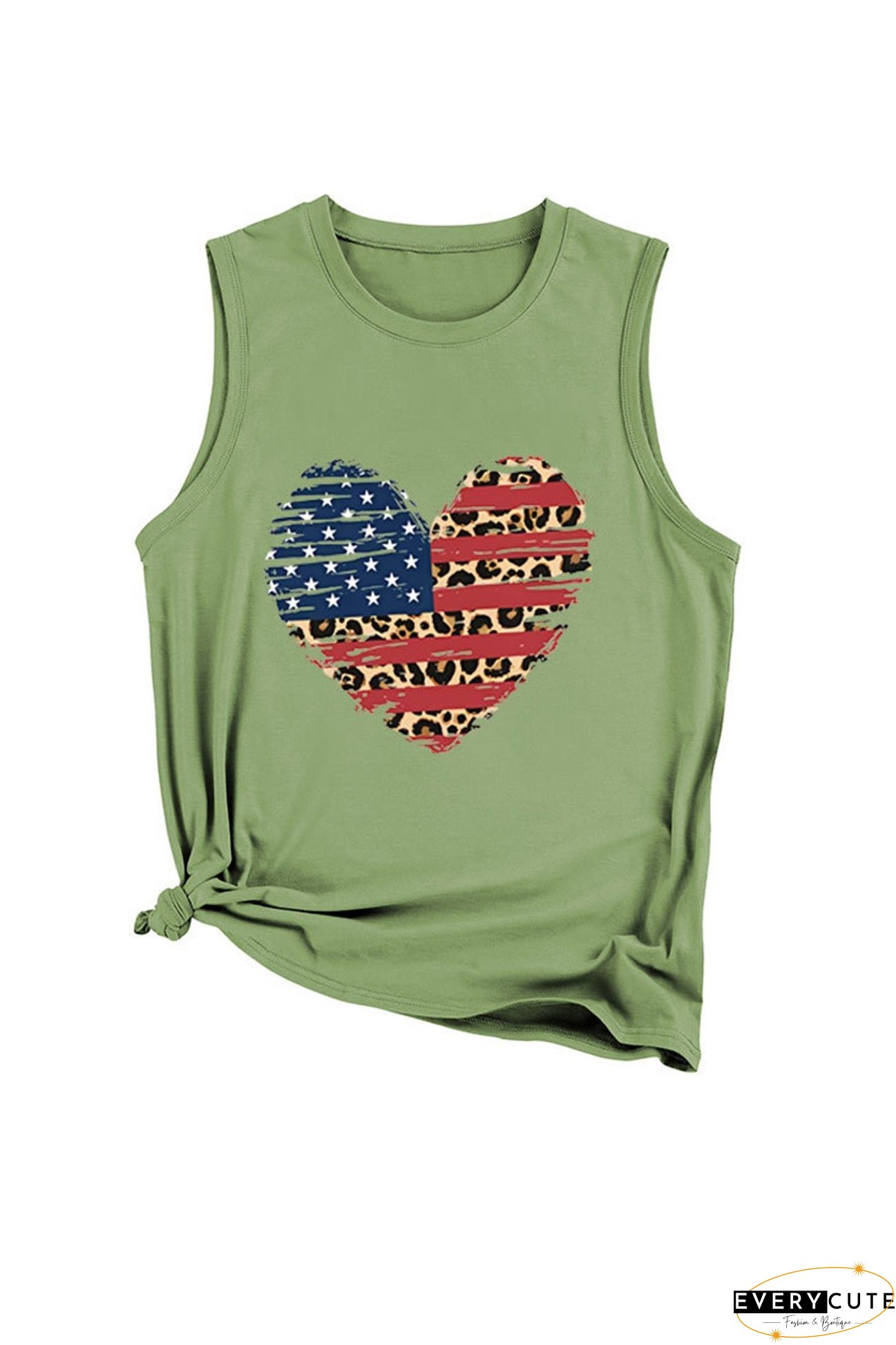 Peach Heart Flag Graphic Sleeveless T-shirt