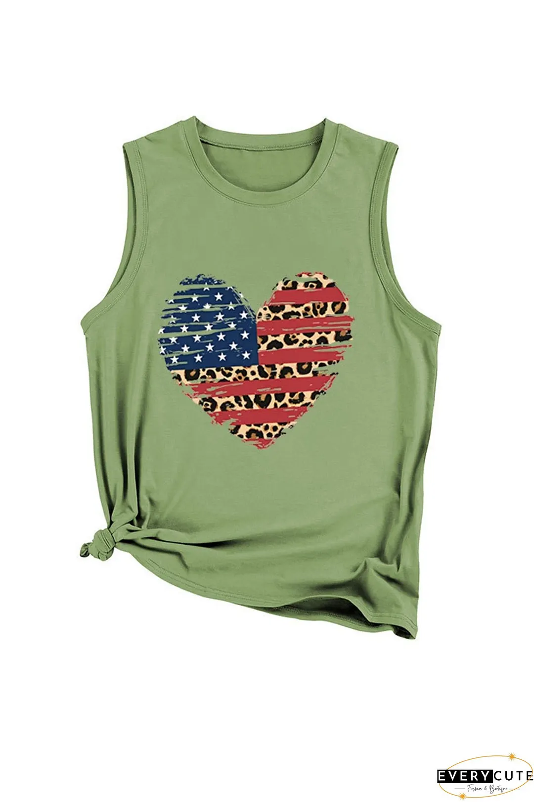 Peach Heart Flag Graphic Sleeveless T-shirt