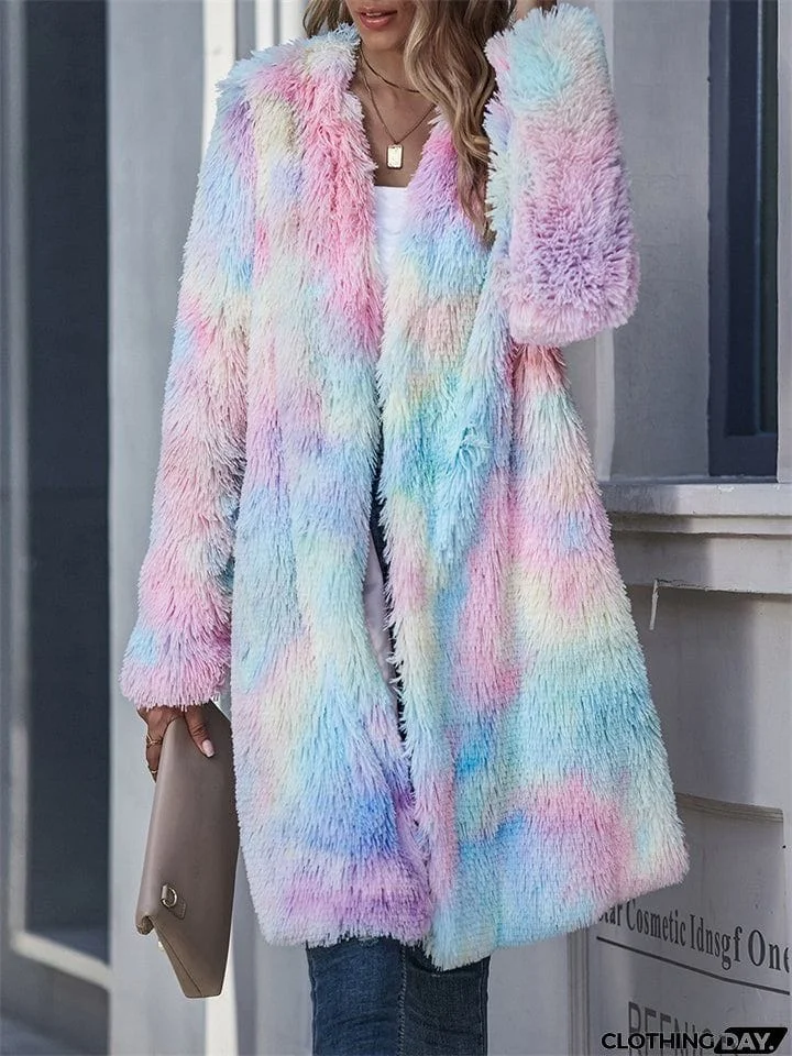 Women's Extra Warm Fleece Tie-Dye Colourful Winter Coats