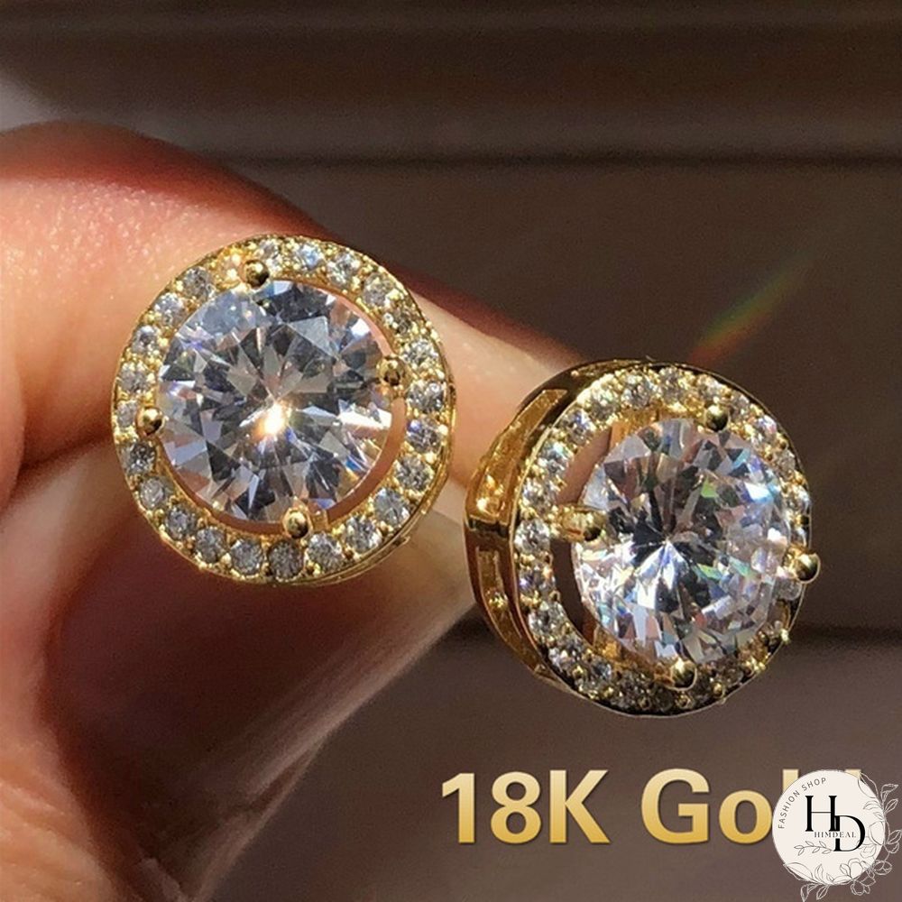 Sparkling Sterling Silver Diamond Stud Earrings for Women Bridal Wedding Engagement Gifts