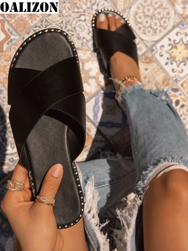 Women Flip Flops Leopard Print Summer Slippers Shoes Woman Casual Flats Cross Open Toe Female Lady Slides Slippers Sandals Shoes
