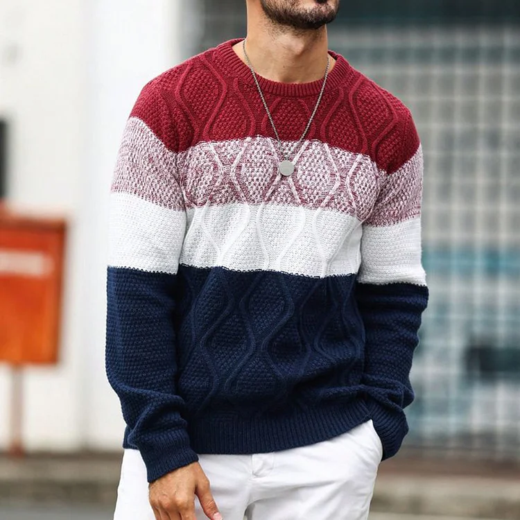 Utbros Men'S Simple Knitted Crew Neck Sweater