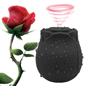 Black Silicone Rose Toy Clitoral Suction Device for Elegant Pleasure and Sensory Enjoyment