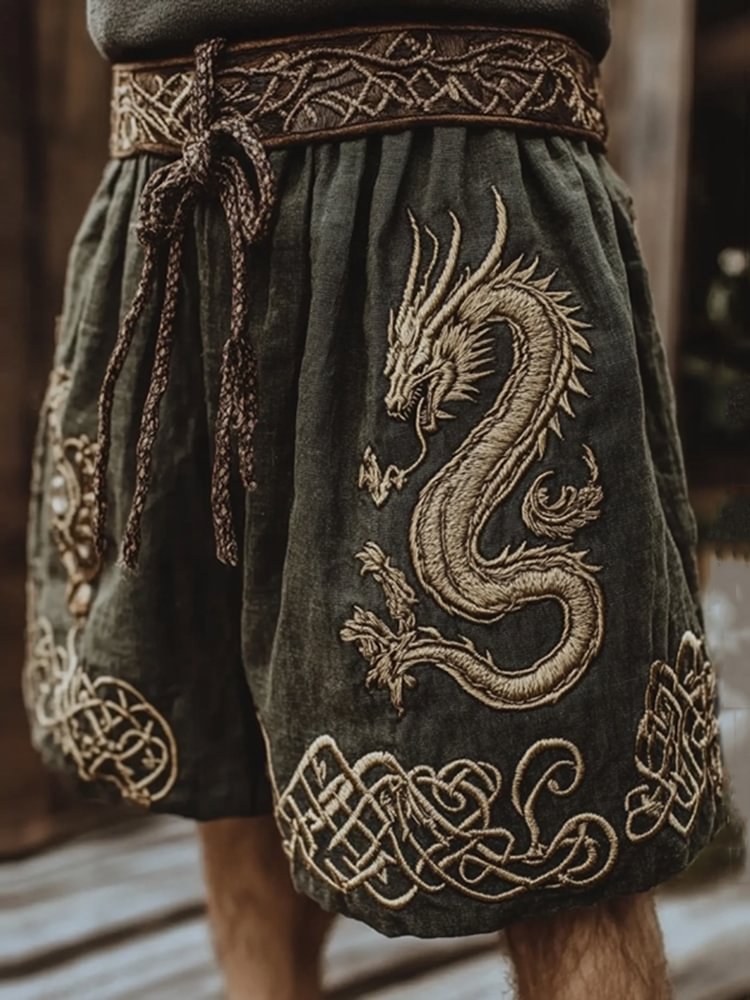 Men's Viking Runes Vintage Dragon Celtic Art Shorts / Rvogue / Rvogue
