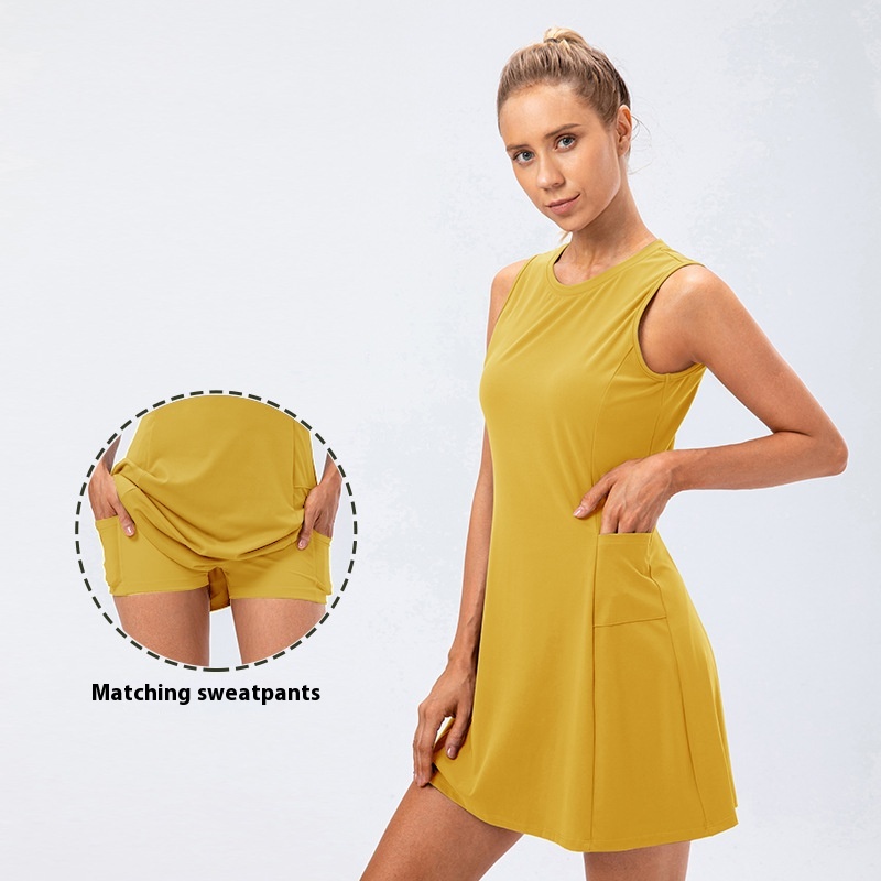 Mature Women One-piece Tennis Skirt Yoga Fitness Leisure Golf Short Skirt Two-piece Suit