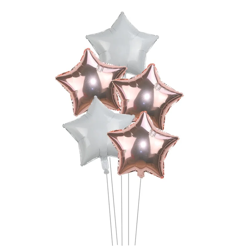 5Pcs 18inch Gold Silver Foil Star Balloon Wedding Balloons Decoration Baby Shower Children's Kids Birthday Party Balloons Globos