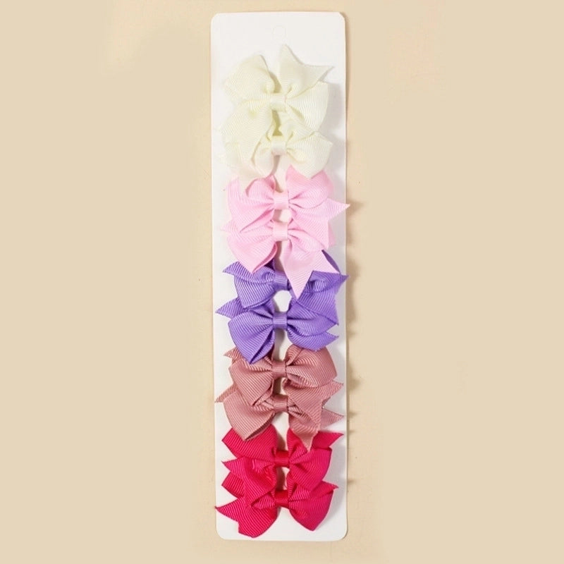 10 Pieces Girl’S Cartoon Style Bow Knot Polyester Hair Clip