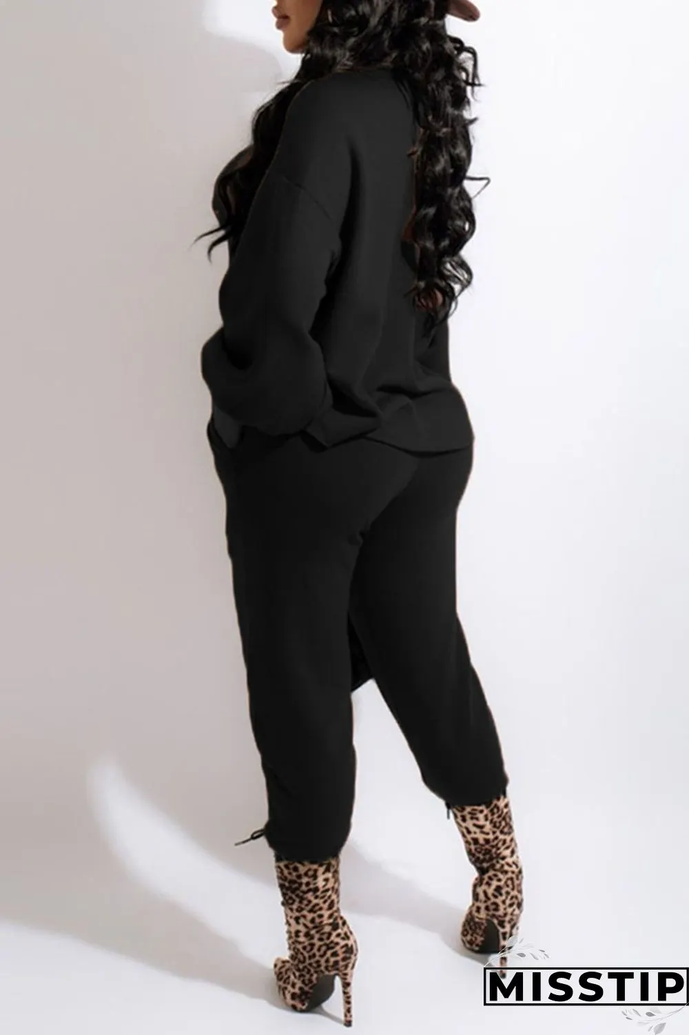 Dark Brown Casual Solid Patchwork O Neck Long Sleeve Two Pieces