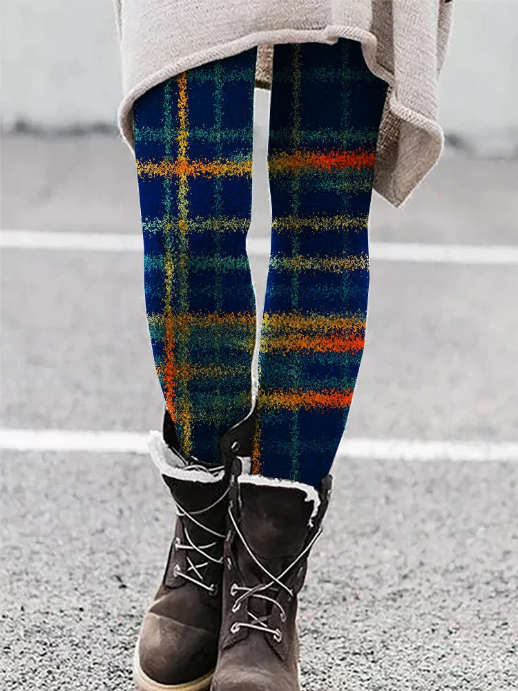 Fall Inspired Tangerine Plaid Comfy Leggings