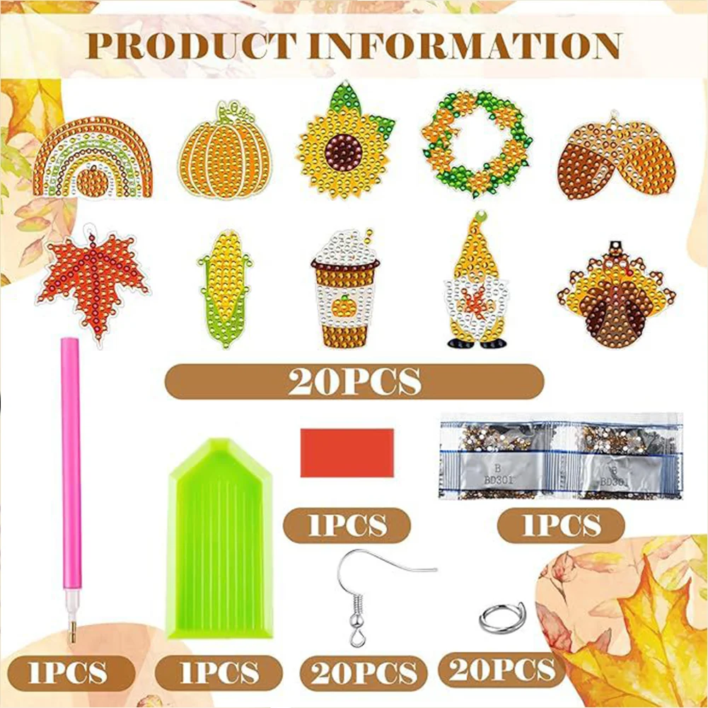 10 Pairs Double Sided Diamond Painting Earrings Gift for Women Girls 