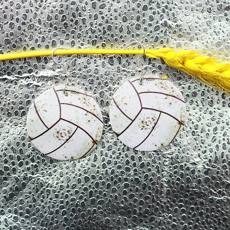 Sports Leather Earring - Soccer, Basketball, Volleyball, Softball, Baseball Basketball