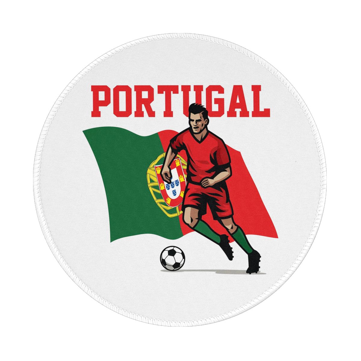 Portugal Soccer Player Non-Slip Rubber Round Mouse Pad