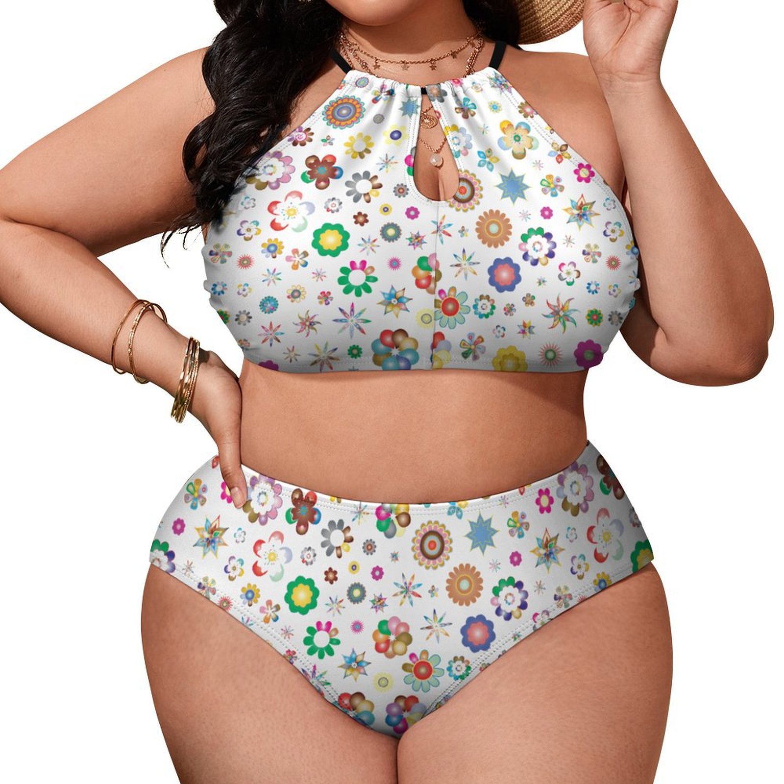 Women's High Waisted Two-Piece Plus Size Bikini Swimsuits Sets