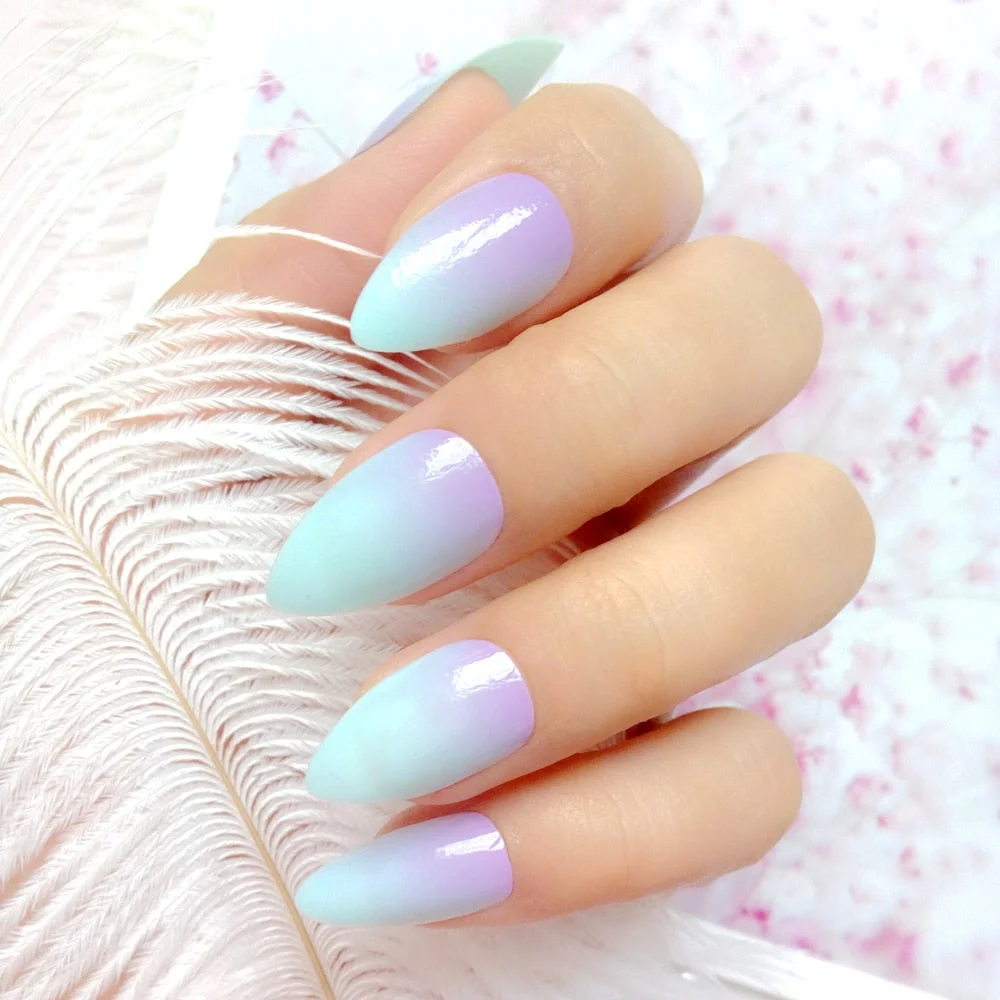 24Pcs Shiny Short Stiletto False Nail Bright Yellow French Artificial Fake Nails DIY Manicure Nail Art Finger Tips-Nail Inspo