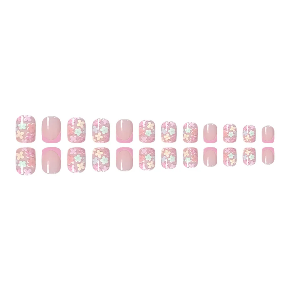 Churchf Churchf Pieces Of Short Square Armour Wearing Armour Removable Fresh Flowers Early Spring Flowers False Nail Nail Patch Nail Piece