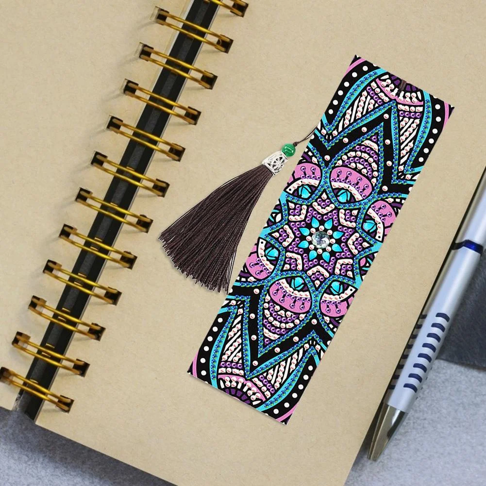 2pcs 5D Mosaic Bookmark Tassel Diamond Painting Cross Stitch Page-marker