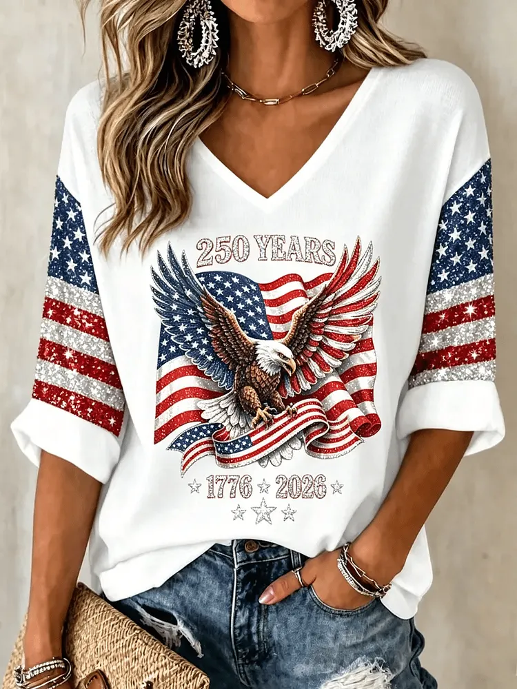 Women's America 1776-2026 Print Casual Top 