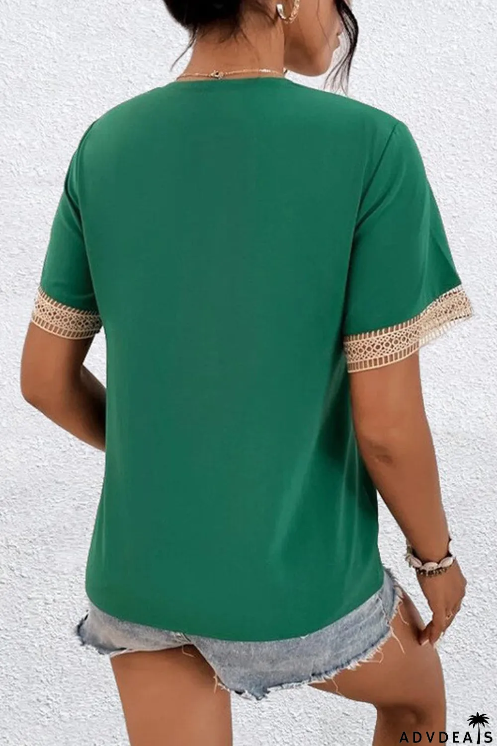 Casual Simplicity Solid Patchwork V Neck Tops(8 Colors)