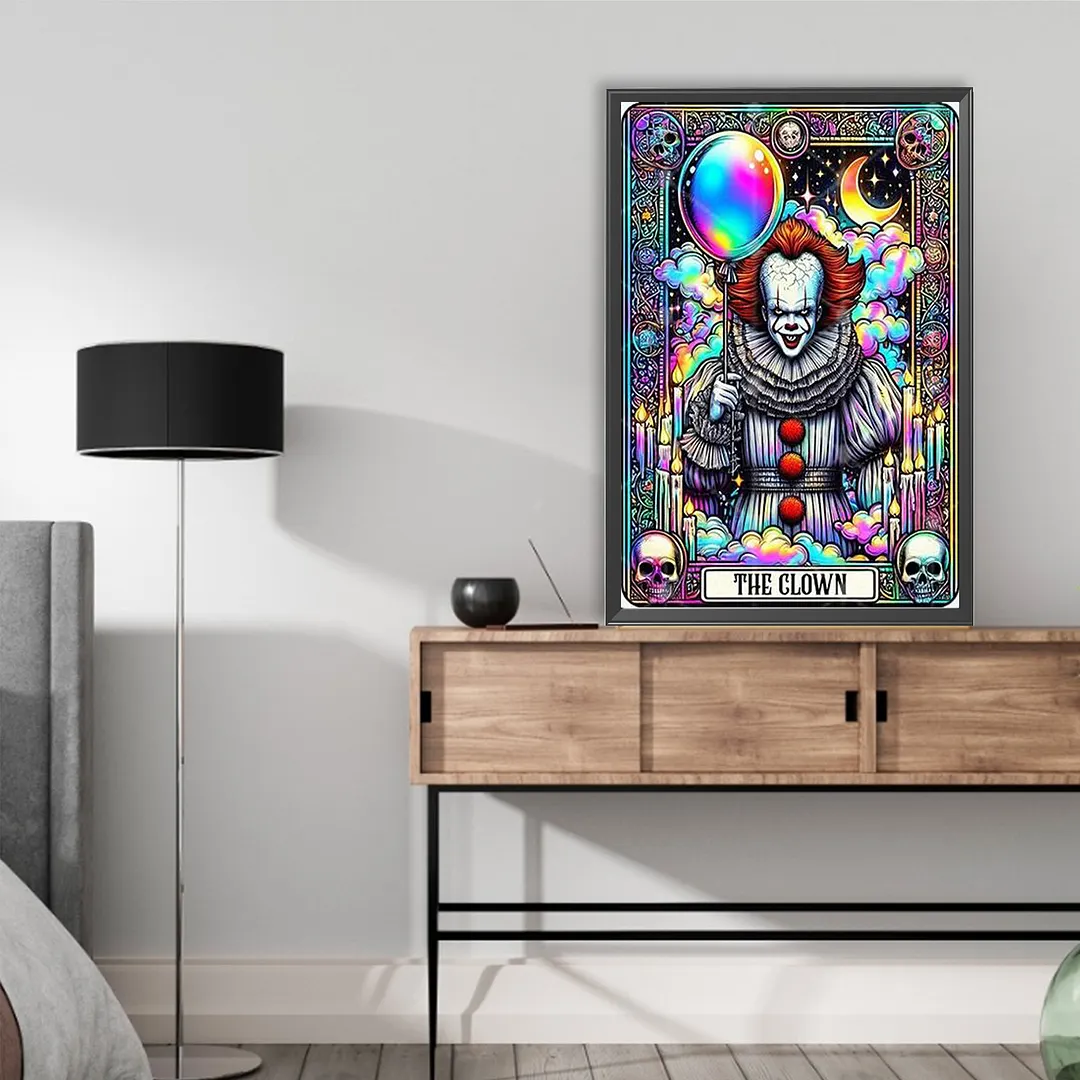 Clown Full DIY 5D Round Drill Diamond Paintings Picture Arts Craft for Adults/Beginners Gift Idea Home Wall Decor Diamond Crystal Rhinestones Painting Kits 15.75x23.62in