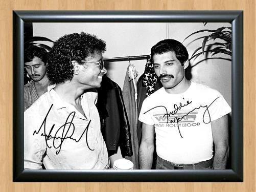 Freddie Mercury Queen Michael Jackson Signed Autographed Photo Poster painting Poster Print Memorabilia A4 Size