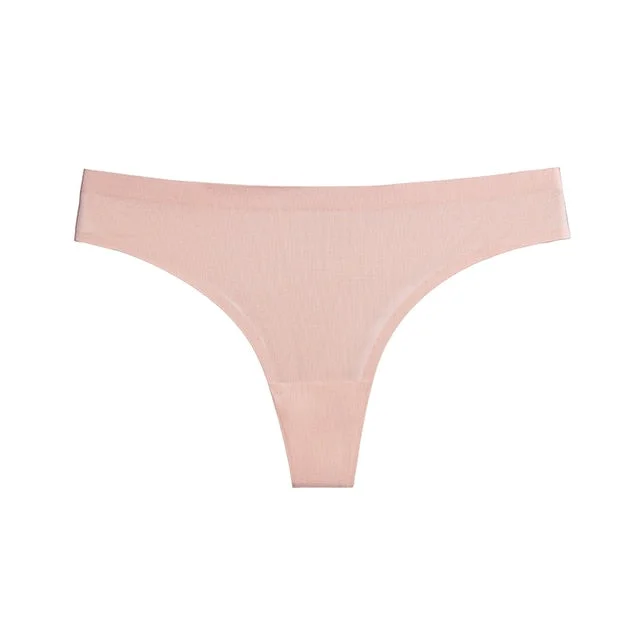 BANNIROU 1pcs Sexy Sports Underwear Woman Seamless Panties Female T-back Solid Soft G-string Ice Silk Thong For Woman Underwear