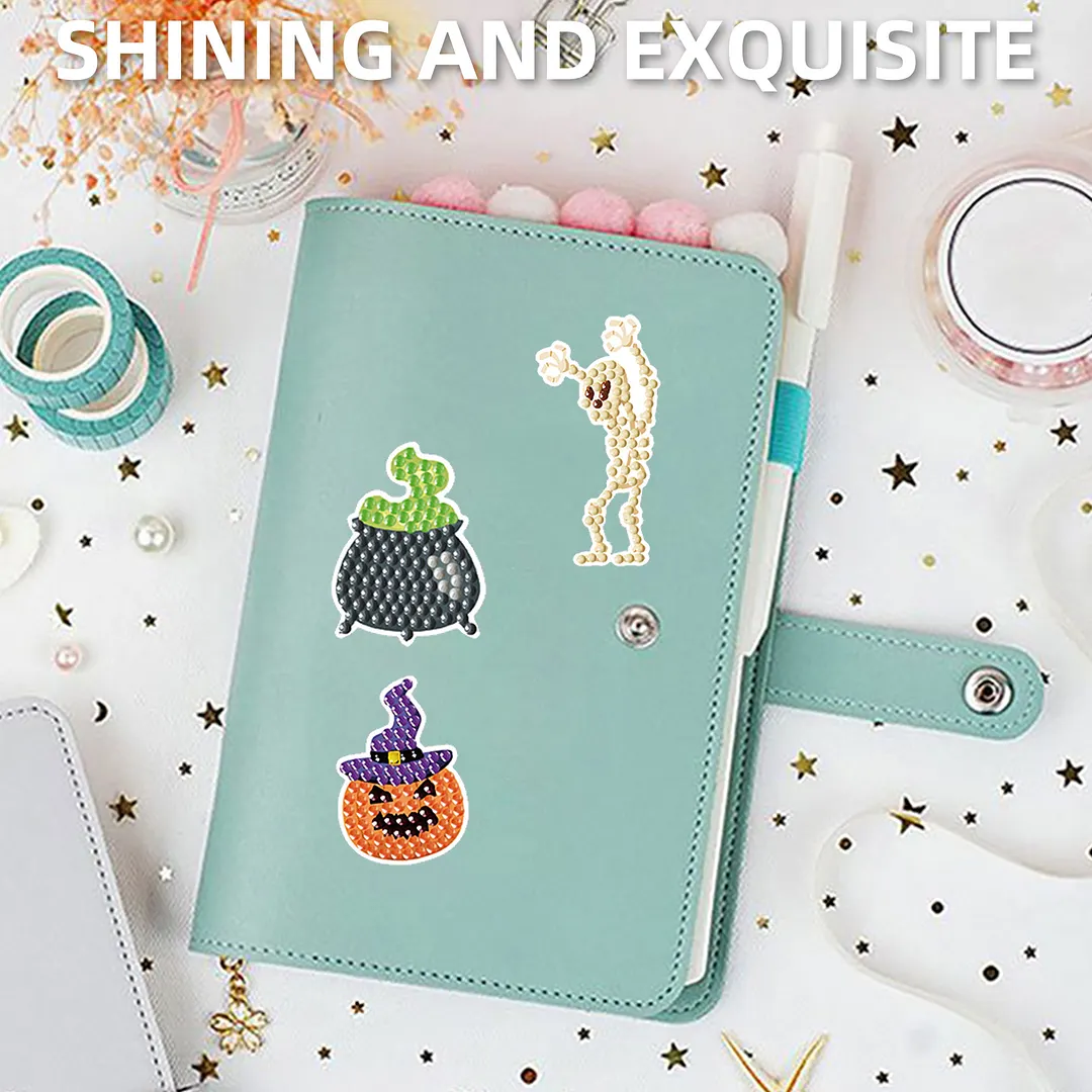 DIY Diamond Painting Sticker Diamond Art Stickers Arts and Crafts Decorative Diamond Stickers for Birthday Party Halloween Christmas Gifts (Halloween Pumpkin)
