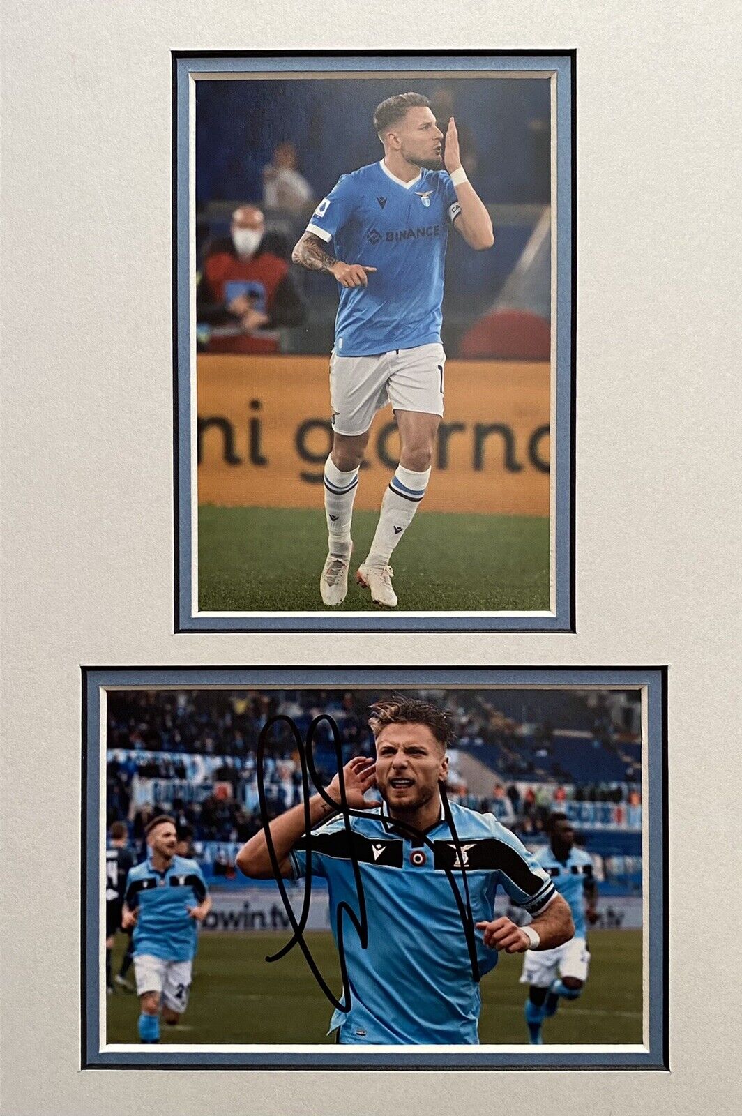 Ciro Immobile Hand Signed Lazio Photo Poster painting In A4 Mount Display