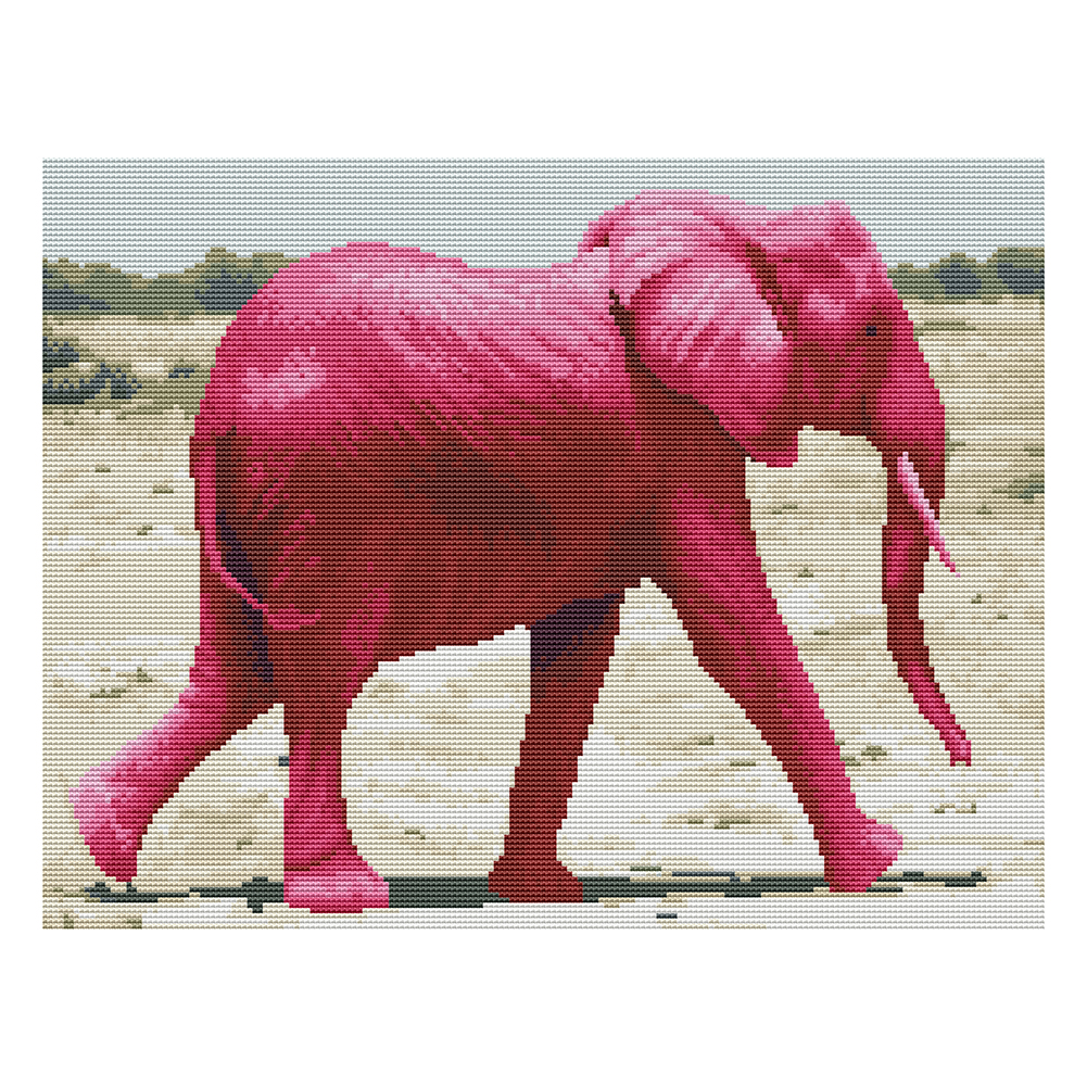 

Pink Elephant - 11CT Stamped Cross Stitch - 50*40CM, 501 Original