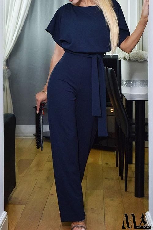 MidiSono - Short Sleeve Knot Jumpsuit