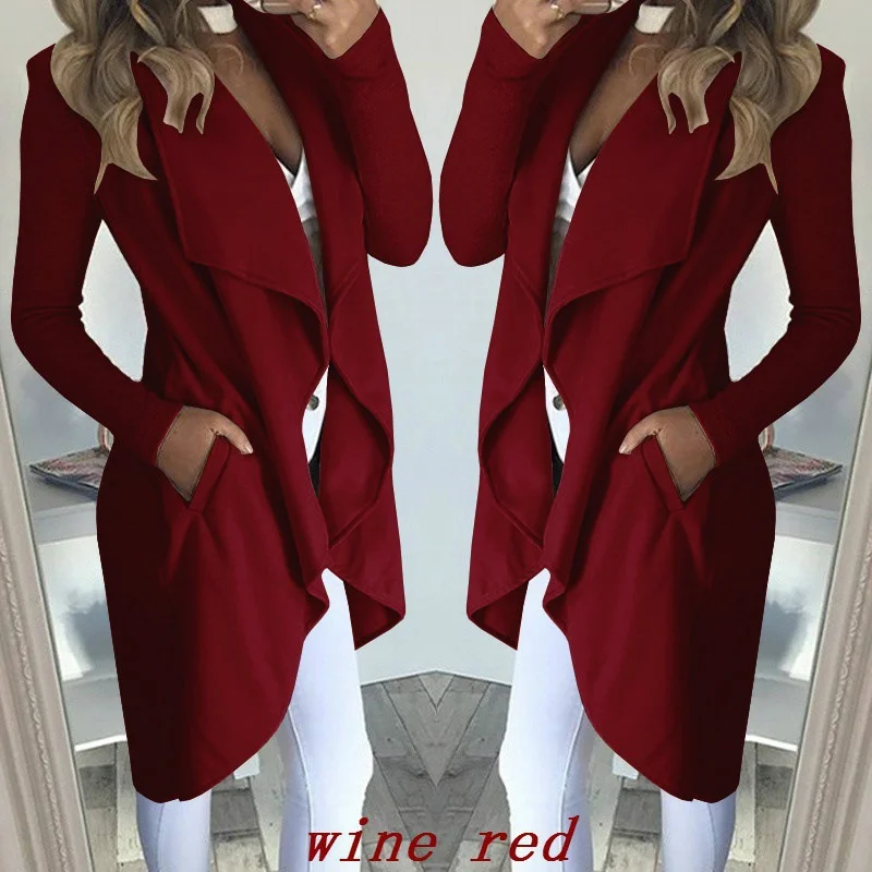 Nigikala Nigikala Big-Size Wish Ebay Fashion Pure Color Collar Repair Long Wind Coat Woman