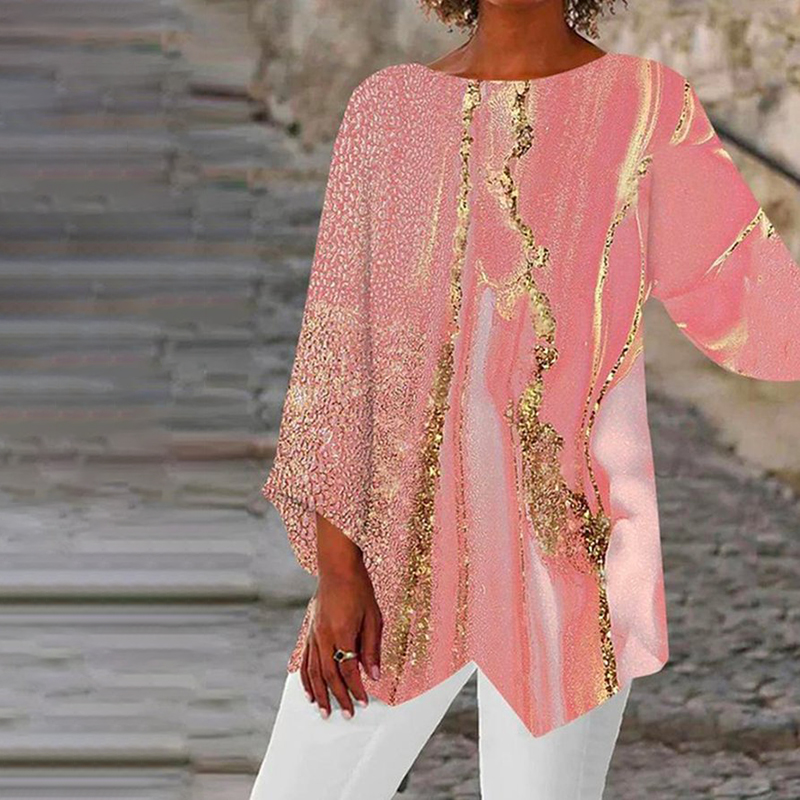 Abstract Print Irregular Casual T-Shirt  artssus