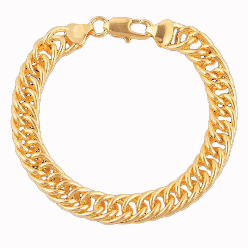 Guangdong Ornament 18K Gold Plated Copper Bracelet Men’s Hip Hop Cuban Link Chain Chunky Chain Necklace Tight Figaro Bracelet