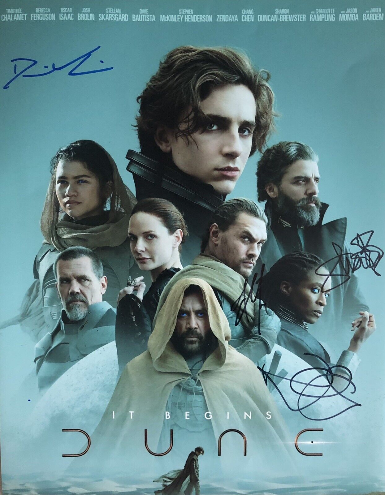 Ferguson/Momoa/Duncan-Brewster/Denis Villeneuve Signed Dune 11x14 Photo Poster painting AFTAL