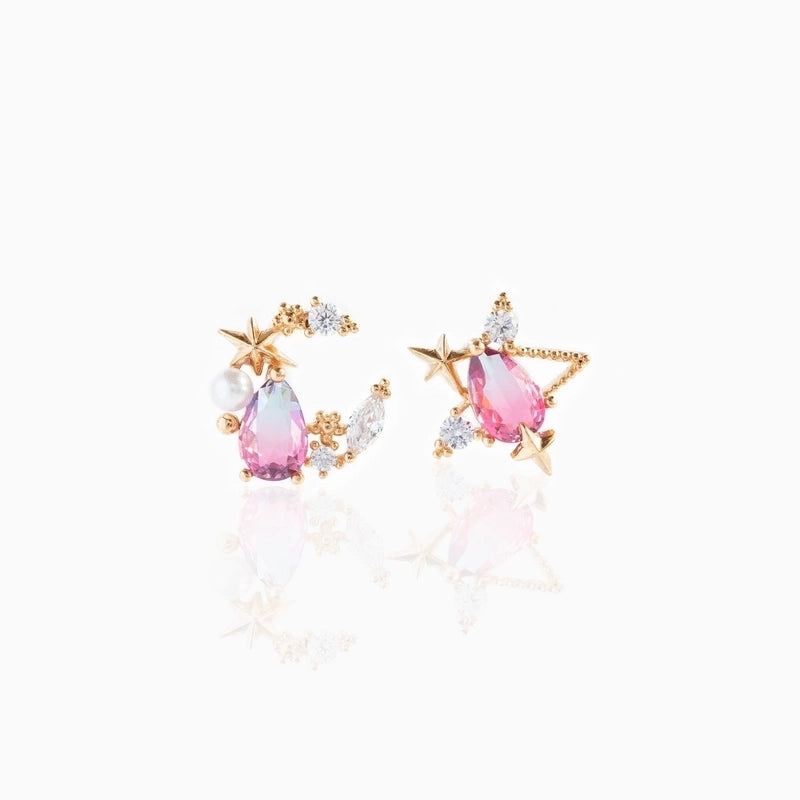 Ethnic Style Star Copper Artificial Gemstones Earrings Ear Studs