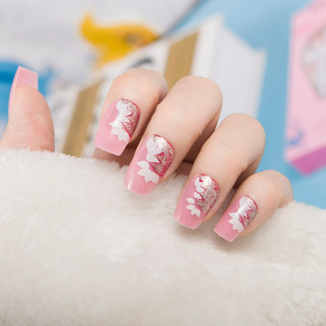 24pcs/set Fashion Acrylic Full Cover Fake Nails 10 Sizes Press on Nails Designs French False Nail Art Tips 278 Fingernail Tips-Nail Inspo