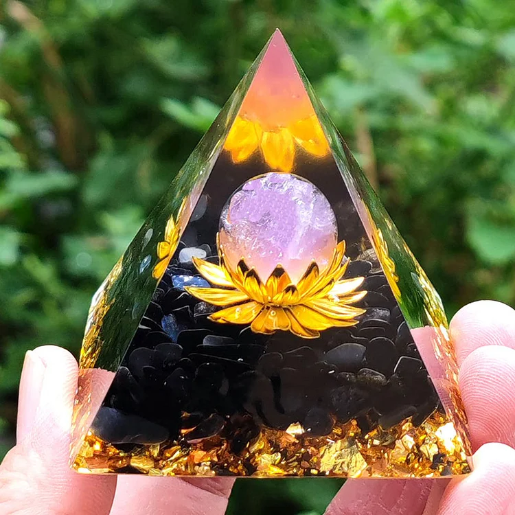 Black Tourmaline with Lepidolite Orgone Pyramid