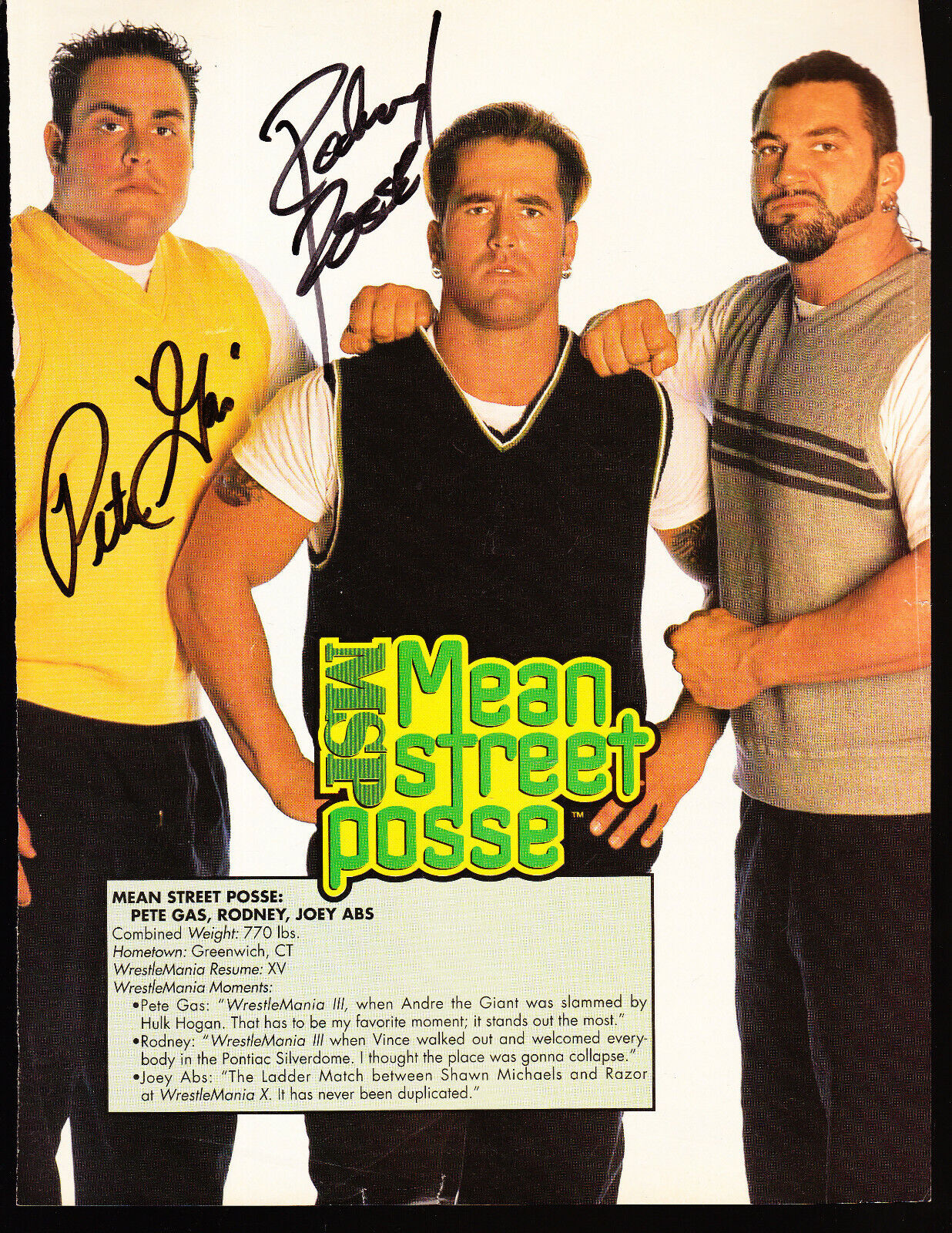 MEAN STREET POSSE MSP SIGNED AUTOGRAPH WWE ECW 8X10 YEARBOOK Photo Poster painting COA