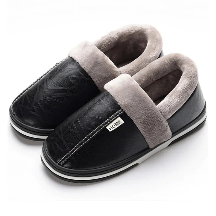 Warp Heel Indoor Slippers For Men Flat Leather Shoes Radinnoo.com