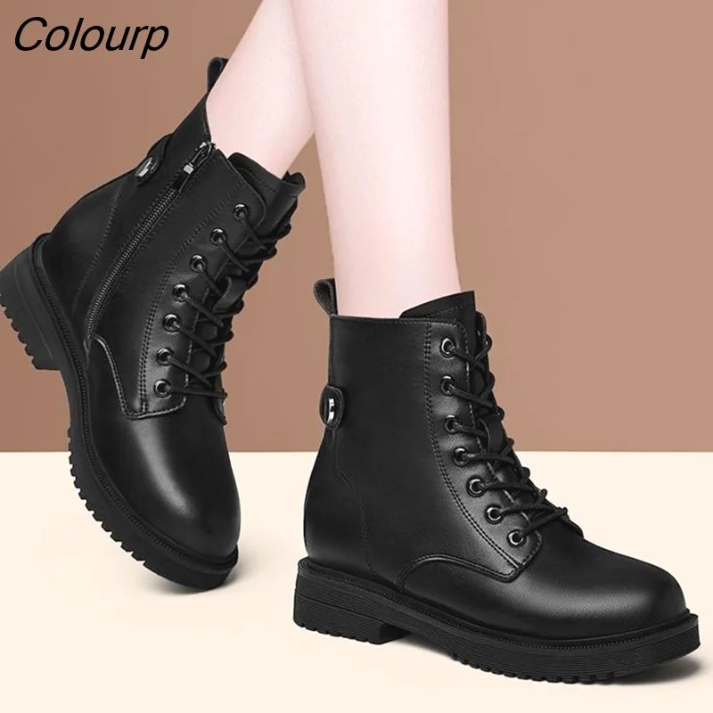 Colourp Women's Ankle Boots Fall Winter Women's Chelsea Boots Women's Short Boots Flat Shoes Fashion Platform Boots Botas Mujer 2022 New